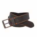 Vince Camuto Mens Jean Belt Size 42 | Dark Brown Belt - 38mm Width | Genuine Leather Belt | Brown Finish Belt Buckle