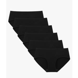INNERSY Womens Underwear Cotton Hipster Panties Regular & Plus Size 6-Pack,L, Black