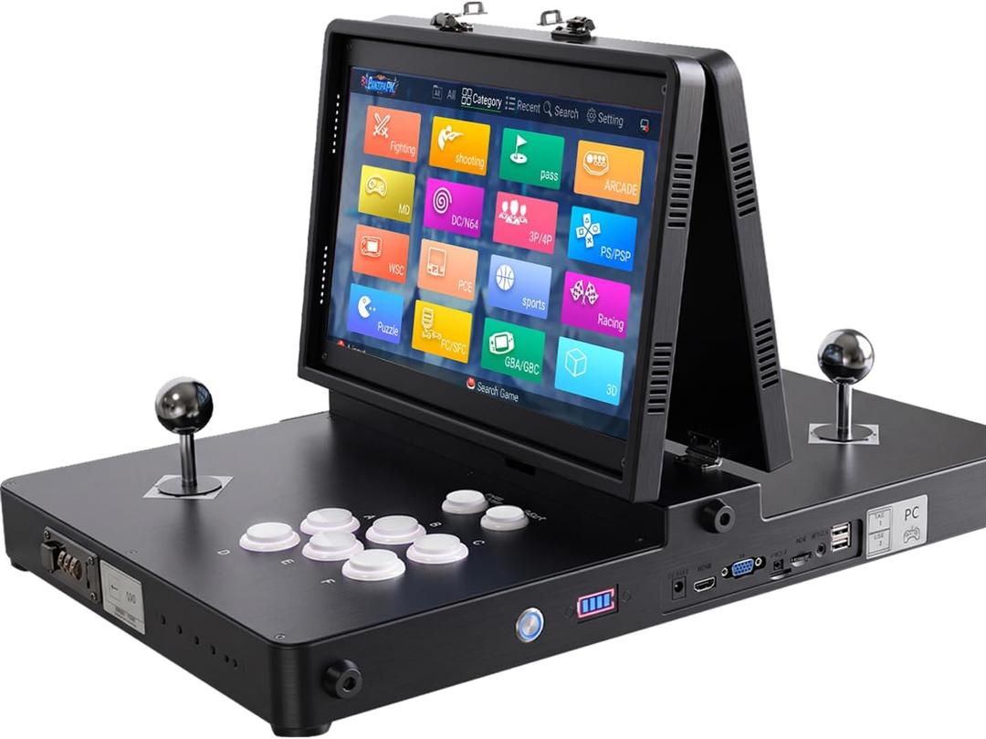 Dual‑Screen Design Classic Retro Gaming Console Arcade Machine | 14.0"X2 1280x720 IPS Screen,20,000+ Classic Games, 64GB, 12000mAh Battery, Anti-Slip Design for Gaming,Parties and Gifts