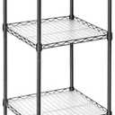 SONGMICS 5-Tier Bathroom Shelf, Storage Rack for Small Space, with 5 PP Shelf Liners, Removable Hook, Extendable Design, Ink Black and Translucent ULGR23BK