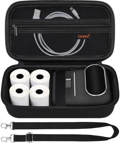 Canboc Carrying Case for Phomemo M110/ A30 Label Maker, Portable M110 Thermal Label Printer Bag with Removable Shoulder Strap, Mesh Pocket fit Printer Labels, USB Cable, Black (Case Only)