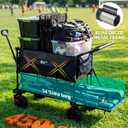 Push & Pull Double Decker Wagon with Canopy,400L Folding Large Capacity Heavy Duty Wagon Cart,450 lb Collapsible Cart with Brakes, 54 Extended Foldable for Sports, Beach, Camping,Shopping