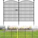 10 Panels No Dig Decorative Garden Fence with Gate - 40 in (H) x 23.6 ft (L), Dog Fence Outdoor for Yard, Rustproof Metal Animal Barrier Ground Stakes Fencing for Garden, Patio, Flower Bed