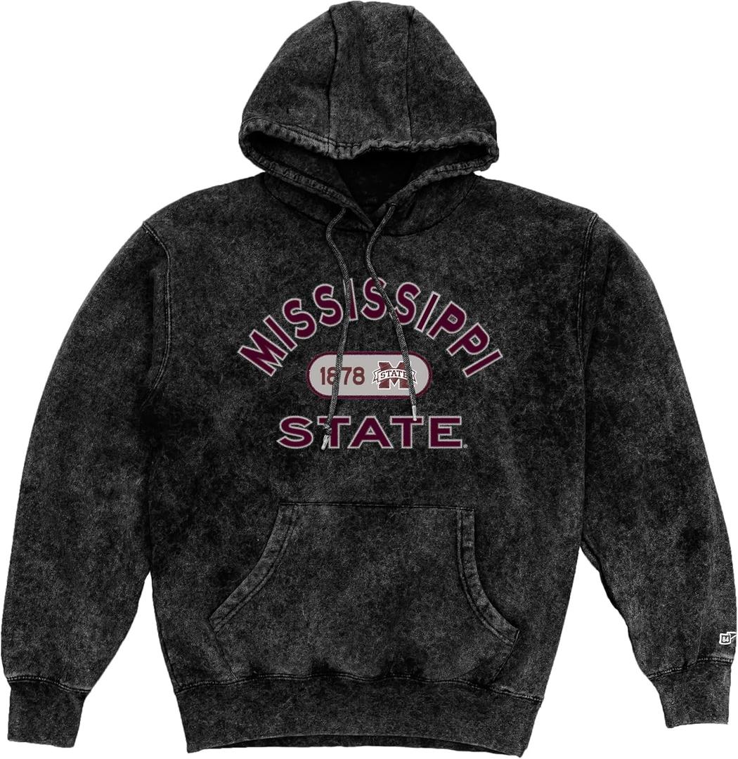 Blue 84 NCAA unisex-adult Ncaa Officially Licensed Mineral Wash Hooded Sweatshirt Applique (Gray, S)