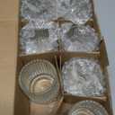 DEVI 8pcs Clear Glass Votive Candle Holder Decor, Boho Candle Holder for Wedding Decorations, Centerpiece Table Decorations for Valentine, Vintage Mothers Day Home Party Table Decorations