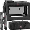 Noah & Paw Collapsible Dog Crate 26 Inch, Small Dog Crate for Small Medium Breeds, Travel Kennel for Car, Including Pet Mat for Pet Cage, 2 Storage Pockets, Handbag, 10mm Locking Zipper 26 * 17 * 17 (Black)