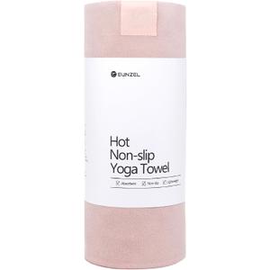 Eunzel Hot Yoga Towel, Super Absorbent Yoga Mat Towel Soft Suede Microfiber Non-Slip Towel for Bikram Pilates and Yoga Mats 72" x 26.5", Pink