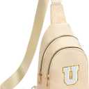 Viverte Birthday Gifts for 7 8 9 10 11 12 13 Year Old Girls Small Initial Sling Bag Cross Body Bag Fanny Pack for Girls (Beige)