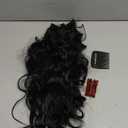 ALXNAN Clip in Long Wavy Synthetic Hair Extension 24 Inch Black 4PCS Thick Hairpieces Fiber Double Weft Hair for Women