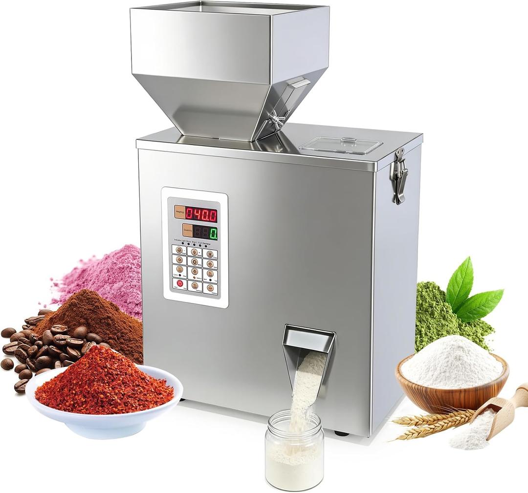 2-200g (0.0044-0.44lbs) Powder Filling Machine, Automatic Intelligent Particle Weighing & Dispensing Filler for Tea, Coffee, Flour, Spices, Granules, 8-16 Packs/Min, 110V