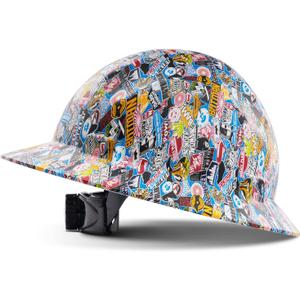 LANON Full Brim Hard Hat, OSHA Construction Work Approved, Premium Multicolor Design, FRP Safety Helmet with 4 Point Adjustable Ratchet Suspension, Class C