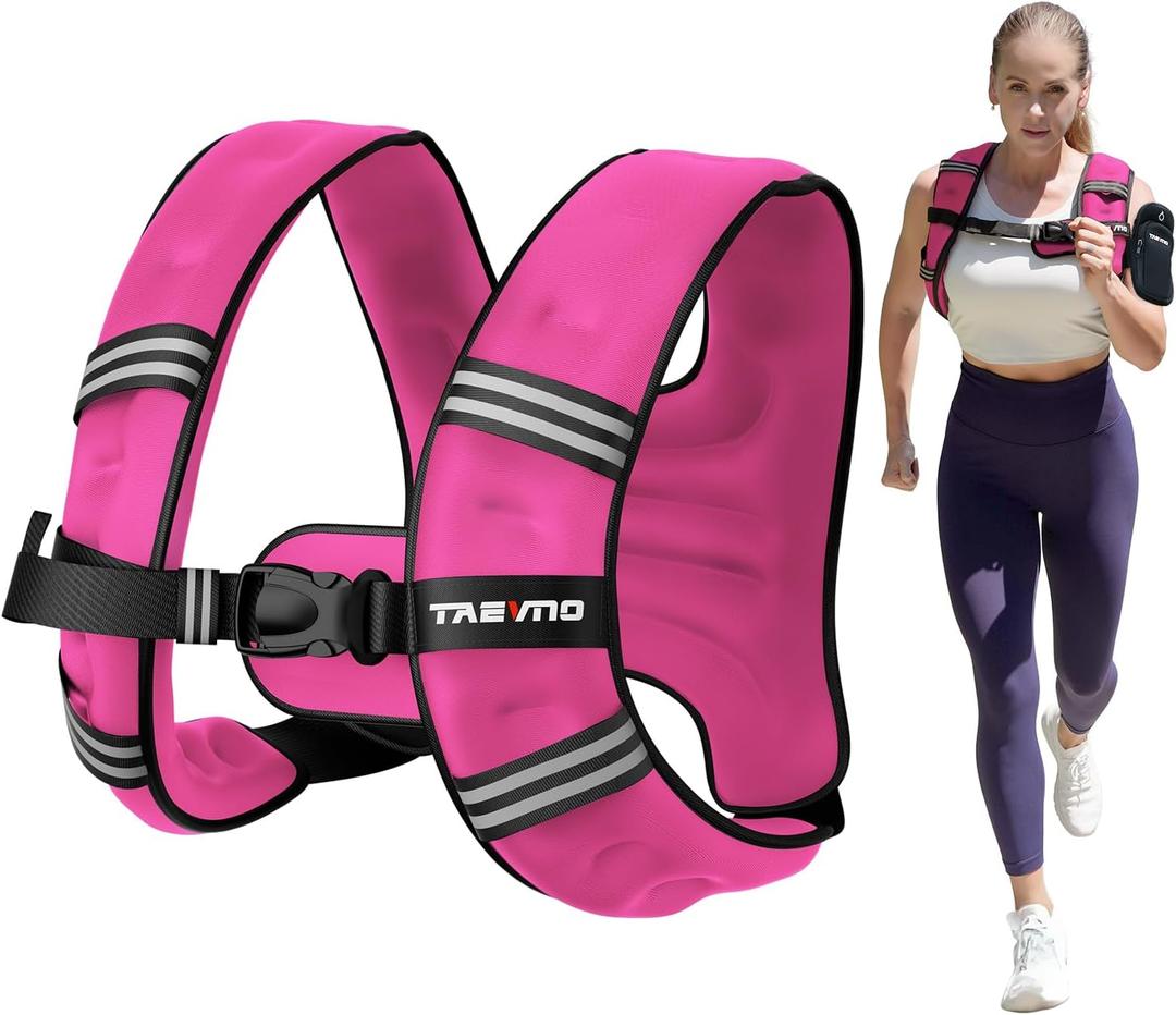 Weighted Vest, 8lb Weighted Vest Woman with Detachable Phone Pouch, Suitable for Women, Men, Ideal for Workout, Strength Training, Fitness, Running, Weight Loss, Walking (Pink, 8 LB)
