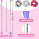 3 Pcs Twirling Batons 3 Pcs Ribbon Dancer Wands and 3 Pcs Rainbow Scrunchies for Kids, PLULON 21in Dance Batons For Baton Twirler, Kids' Gymnastics Twirling Baton for Artistic Dance