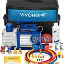 VIVOHOME 110V 1/4 HP 3.5CFM Single Stage HVAC Vacuum Pump and AC Manifold Gauge Kit, Sparkless Motor for R32 R1234yf R454B R134a R22 R410a Systems, Automotive Air Conditioner Maintenance