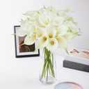 24 Pcs White Artificial Flowers Fake White Calla Lily Silk Flower Real Touch for Wedding Office Home Kitchen Decor