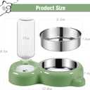 Dog Bowls, Cat Food and Water Bowl Set with Water Dispenser and Stainless Steel Bowl for Cats and Small Dogs - Green