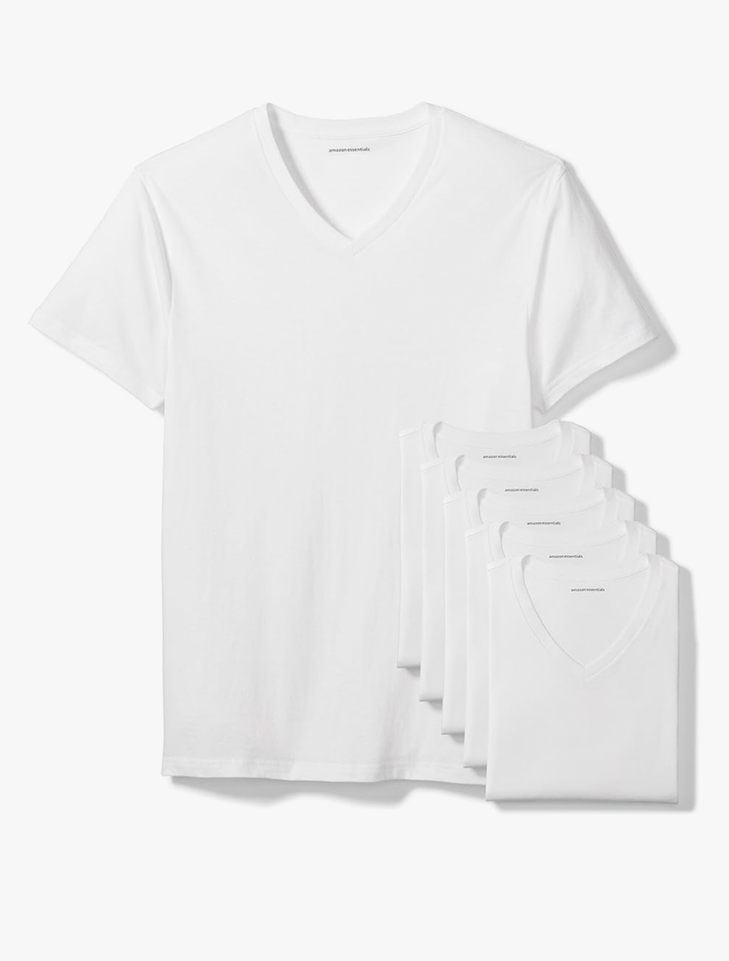 Amazon Essentials Men's V-Neck Undershirt, Breathable, Cotton, Pack of 6 size 2XL