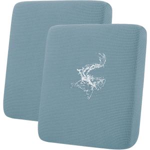 hyha Waterproof Couch Cushion Covers for Pets, Non Slip Sofa Seat Cover for Dogs Washable, Soft Thick Stretch Jacquard Fabric, Sofa Slipcovers with Elastic Bottom (2 Pieces, Lake Blue)