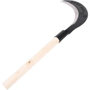 Yardwe Long-Handled Grass Sickle Hand Tool with Comfortable Grip for Weeding and Garden Cultivation Durable Manganese Steel Lawn Care Tool
