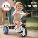 Umatoll Tricycle for Toddlers 2-5 Year Old, Ajustable Toddler Bike Outdoor Toys, Birthday Gift for Boy Girl Age 2-4, Trike with Light up Wheels