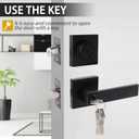 Exterior Door Lock Set, Combo Lock-Heavy Duty Black Door Handle and Single Cylinder Deadbolt Lock, Keyed Alike Door Locks for Front Door(Matte Black,2Pack Set)