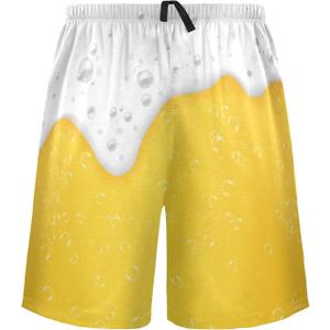 Men's Pajama Shorts Beer with Foam and Bubbles Summer Sleep PJ Bottoms Knee Length Sleepwear,Soft Lounge Pants with Pockets for Men X-Large (XL)