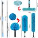20 Foot High Ceiling Fan Duster with 5-12ft Extension Pole, Extendable Reusable Cobweb, Feather, Window Cleaning Squeegee Kit