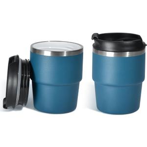 CHLJAR 6oz Espresso Cups, Insulated Espresso Cups Set of 2, Expresso Shots Cup, Stainless Steel Shot Glasses for Coffee, Portable Espresso Travel Mug for Camping (6oz-Ceramic Lining)