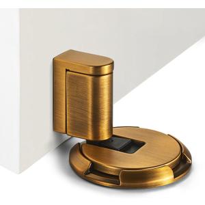 Windproof Door Stopper, Indoor Heavy Duty Floor Door Stoppers for Bottom of Door, Mechanical No Drilling Door Stopper with Screws and Adhesive, 1 Pack, Matte Brown Bronze