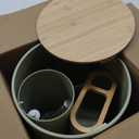 CERBIOR Bathroom Accessories Set 6 Piece Bamboo Bath Ensemble Includes Soap Dispenser, Toothbrush Holder, Toothbrush Cup, Soap Dish for Decorative Countertop and Housewarming Gift, Sriral Green
