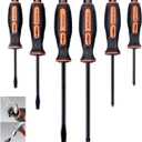 HORUSDY 6-Pieces Magnetic Screwdriver Set, 3 Phillips and 3 Flat Head Tips Screwdriver for Fastening, Chiselling and Loosening Seized Screws (New Screwdriver Set)