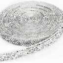 3 Yards Resin Rhinestone Ribbons Self Adhesive Diamond Ribbon Crystal Strips Roll Silver Glitter Resin Diamond Belt Bling Rhinestone Rope for DIY Art Crafts (0.4 Inch)