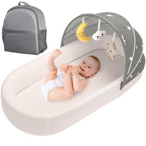 Travel Bassinet Portable Baby Bassinet, Baby Lounger for Newborn, Infant and Toddler, Suitable for Indoor & Outdoor Carrying, Mini Cribs Co Sleeper for Baby in Bed, Foldable Washable, Grey