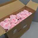 Jexine 50 Pcs Artificial Rose Flower Bulk Realistic Silk Fake Roses with Long Stem Plastic Artificial Flower Bouquet Real Looking for Home Wedding Centerpieces Party Decoration(Pink)