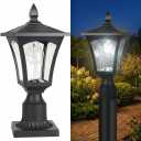 Eyrosa Outdoor Solar Lamp Post Light with Glass Shade & Pier Mount Base, IP45 Waterproof Dusk to Dawn Solar Post Lantern, Cool White for Driveway, Path, Garage, Gate & Security Lighting, 16.5" x 7" x 7"