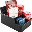 Car Storage Organizer Between Seats,Center Console Armrest Storage Box Back Seat Organizer with Small Compartment Car Interior Storage Box,Cup Holder Tray with Non-slip Mat(Black)