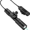 3000 Lumen Aluminum Tactical Flashlight with Laser Combo, Picatinny/MLOK Rifle Light, Magnetic Charging & Remote Switch | 2.5H Runtime, IPX7 Waterproof, 500m Beam for AR-15, Hunting, Home Defense (Black)
