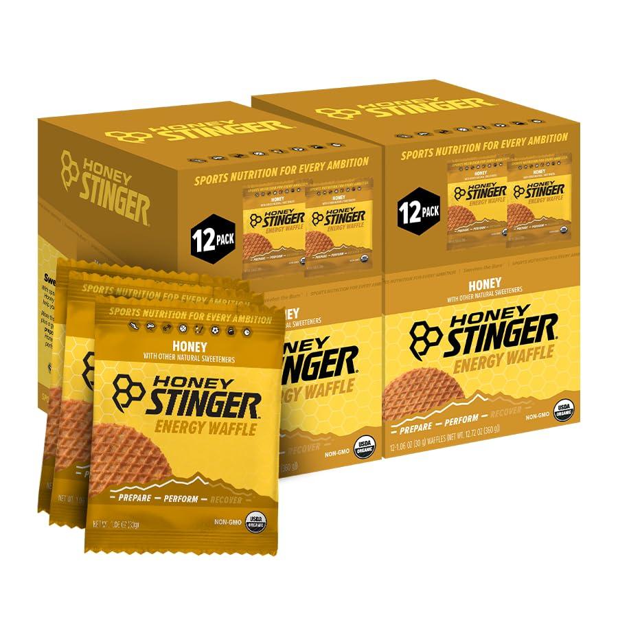 Honey Stinger Organic Honey Waffle, Energy Stroopwafel for Exercise, Endurance and Performance, Sports Nutrition for Home & Gym, Pre & During Workout, Box of 24 Waffles, BB Date 11/23/2026