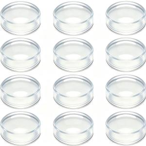 12pcs Door Knob Bumpers, Clear Door Bumpers for Reducing Noise | Door Handle Bumpers, Wall Protectors to Prevent Door Handle Damage Wall, Fridge Door Bumpers Cupboard Door Bumpers (15*15mm)