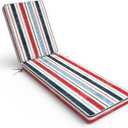 Outdoor Chaise Lounge Cushion for Patio Furniture 72 x 21 x 3 Inch, Water Resistant Patio Lounge Chair Cushion with Straps for Lawn Pool Furniture,Stripe Red Blue