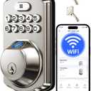 Veise VE012W Built-in WiFi Fingerprint Smart Lock, App Remote Control, Compatible with Alexa & Google Assistant, Keyless Entry for Front Door, Digital Keypad Deadbolt, Auto Lock, Satin Nickel