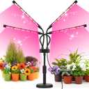 Grow Lights for Indoor Plants, Four Head LED Grow Light with Full Spectrum, Red White Spectrum for Indoor Plant Lamp, Adjustable Gooseneck, Suitable for Vegetation