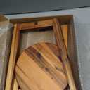 Demigo 15-Inch Tall Plant Stand for Indoor & Outdoor Use, Acacia Wooden Decorative Plant Shelf with Spill-Proof Tray, Flower Holder for Heavy Pots, Gardening Display - Natural Brown