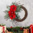 Dingion Large 18'' Magnolia Christmas Wreaths Grapevine Farmhouse Wreath for Vintage Christmas Home Decoration Front Door Kitchen Cabinets Windows Fireplaces Hanging Indoors Outdoors Decor