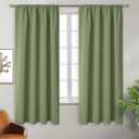 BGment Olive Green Blackout Curtains for Bedroom 63 Inches Long - Rod Pocket Thermal Insulated Room Darkening Drapes for Living Room Office Privacy, 42 x 63 Inch, 2 Panels