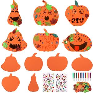 3 x DIYASY 12 Pcs Pumpkin Craft for Kids, Make Your Own Foam Stickers Halloween Craft Kits Arts and Crafts DIY Kid Friendly Fall Decorations Games Party Activities Supplies Age 4-8 8-12