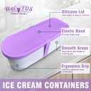 Walfos Ice Cream Containers for Homemade Ice Cream - 1.6 Quart, Bonus Sealing Bands Keeping Silicone Lids Airtight, Reusable Ice Cream Tubs, Stackable Freezer Storage for Yogurt, Sorbet - Purple