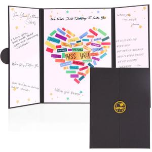 Farewell Guest Book, Farewell Gifts for Coworkers, Black Gold We Will Miss You Signature Board, Happy Retirement Party Decorations, Going Away, Goodbye Cards for Coworker Leaving