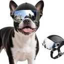 Dog Helmet for Small-Medium Breed Pet Motorcycle Helmet with Anti-UV Silver Visor, Protects Eyes & Head from Impact, Ideal for Riding & Halloween Cosplay