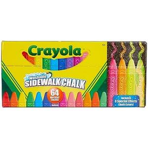 Crayola Ultimate Washable Chalk Collection (64ct), Bulk Outdoor Sidewalk Chalk for Kids, Anti-Roll Sticks, Recess Toys for Kids, Back to School Gifts